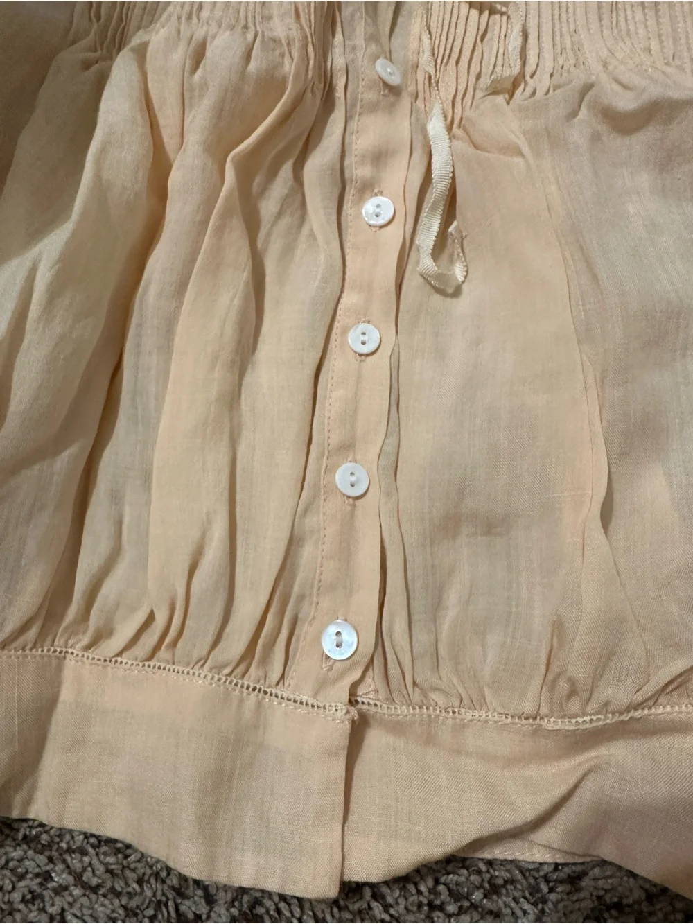 Doen AGATHA TOP   Cotton Lace-Yoke Peasant Blouse gorgeous S